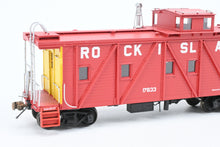 Load image into Gallery viewer, HO Brass OMI - Overland Models, Inc. CRI&P - Rock Island Outside Braced Wood Caboose 2001 Run FP No. 17633 Red w/yellow ends