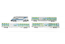 Load image into Gallery viewer, N Athearn Caltrain EMD F59PHI, Two Kato Coaches Coaches and One Kato Control Car Custom Painted. NO BOX