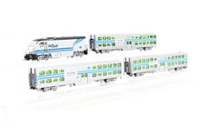 Load image into Gallery viewer, N Athearn Caltrain EMD F59PHI, Two Kato Coaches Coaches and One Kato Control Car Custom Painted. NO BOX