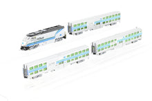 Load image into Gallery viewer, N Athearn Caltrain EMD F59PHI, Two Kato Coaches Coaches and One Kato Control Car Custom Painted. NO BOX
