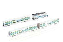 Load image into Gallery viewer, N Athearn Caltrain EMD F59PHI, Two Kato Coaches Coaches and One Kato Control Car Custom Painted. NO BOX