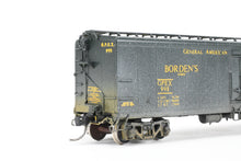 Load image into Gallery viewer, HO Brass PSC - Precision Scale Co. Various Roads GPEX 41' Pfaudler Steel Milk Tank Car Borden’s FP w/ Moderate Weathering REBOXX