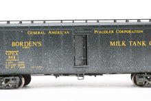 Load image into Gallery viewer, HO Brass PSC - Precision Scale Co. Various Roads GPEX 41' Pfaudler Steel Milk Tank Car Borden’s FP w/ Moderate Weathering REBOXX