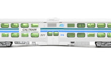 Load image into Gallery viewer, N Athearn Caltrain EMD F59PHI, Two Kato Coaches Coaches and One Kato Control Car Custom Painted. NO BOX