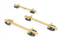 Load image into Gallery viewer, HO Brass NWSL - Northwest Short Line Various Roads 43' Skeleton Log Cars 3-Pack w/ Trucks