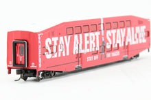 Load image into Gallery viewer, N Athearn Metrolink Bombardier Coach 3-Pack Special Edition "Bikes" and "Stay Alert Stay Alive" Cars - MISSING OUTER SLEEVE
