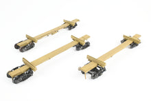 Load image into Gallery viewer, HO Brass NWSL - Northwest Short Line Various Roads 43' Skeleton Log Cars 3-Pack w/ Trucks