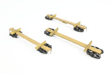 Load image into Gallery viewer, HO Brass NWSL - Northwest Short Line Various Roads 43' Skeleton Log Cars 3-Pack w/ Trucks