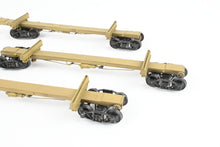 Load image into Gallery viewer, HO Brass NWSL - Northwest Short Line Various Roads 43' Skeleton Log Cars 3-Pack w/ Trucks