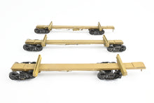 Load image into Gallery viewer, HO Brass NWSL - Northwest Short Line Various Roads 43' Skeleton Log Cars 3-Pack w/ Trucks