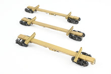 Load image into Gallery viewer, HO Brass NWSL - Northwest Short Line Various Roads 43' Skeleton Log Cars 3-Pack w/ Trucks