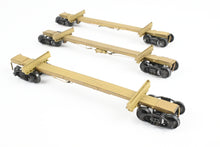 Load image into Gallery viewer, HO Brass NWSL - Northwest Short Line Various Roads 43' Skeleton Log Cars 3-Pack w/ Trucks