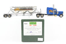 Load image into Gallery viewer, HO Brass CON CMC - Classic Mint Collectibles #14039 Peterbilt 379 3-Axle Tractor w/ Sleeper FP Blue and Heil 1040 Dry Bulk Trailer FP White, A&R Carriers