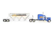 Load image into Gallery viewer, HO Brass CON CMC - Classic Mint Collectibles #14039 Peterbilt 379 3-Axle Tractor w/ Sleeper FP Blue and Heil 1040 Dry Bulk Trailer FP White for A&R Carriers