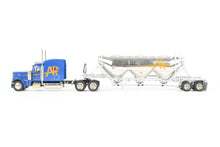 Load image into Gallery viewer, HO Brass CON CMC - Classic Mint Collectibles #14039 Peterbilt 379 3-Axle Tractor w/ Sleeper FP Blue and Heil 1040 Dry Bulk Trailer FP White for A&R Carriers