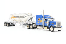 Load image into Gallery viewer, HO Brass CON CMC - Classic Mint Collectibles #14039 Peterbilt 379 3-Axle Tractor w/ Sleeper FP Blue and Heil 1040 Dry Bulk Trailer FP White for A&R Carriers