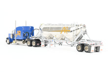 Load image into Gallery viewer, HO Brass CON CMC - Classic Mint Collectibles #14039 Peterbilt 379 3-Axle Tractor w/ Sleeper FP Blue and Heil 1040 Dry Bulk Trailer FP White for A&R Carriers