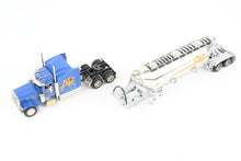 Load image into Gallery viewer, HO Brass CON CMC - Classic Mint Collectibles #14039 Peterbilt 379 3-Axle Tractor w/ Sleeper FP Blue and Heil 1040 Dry Bulk Trailer FP White for A&R Carriers