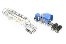 Load image into Gallery viewer, HO Brass CON CMC - Classic Mint Collectibles #14039 Peterbilt 379 3-Axle Tractor w/ Sleeper FP Blue and Heil 1040 Dry Bulk Trailer FP White for A&R Carriers