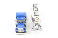 Load image into Gallery viewer, HO Brass CON CMC - Classic Mint Collectibles #14039 Peterbilt 379 3-Axle Tractor w/ Sleeper FP Blue and Heil 1040 Dry Bulk Trailer FP White for A&R Carriers