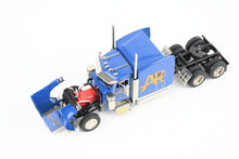 Load image into Gallery viewer, HO Brass CON CMC - Classic Mint Collectibles #14039 Peterbilt 379 3-Axle Tractor w/ Sleeper FP Blue and Heil 1040 Dry Bulk Trailer FP White for A&R Carriers