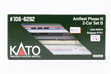 Load image into Gallery viewer, N Kato 106-6292 Amtrak Amfleet Phase III 2-Car Set B Baggage No. 1221 and Cafe No. 28015