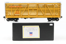 Load image into Gallery viewer, Gauge 1 - 1:32nd Scale Brass Row & Company UP - Union Pacific S-40-12 Stock Car, Circa 1950 Factory Painted Yellow No. 47533