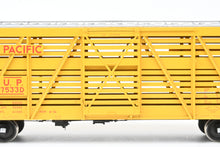Load image into Gallery viewer, Gauge 1 - 1:32nd Scale Brass Row & Company UP - Union Pacific S-40-12 Stock Car, Circa 1950 Factory Painted Yellow No. 47533