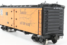 Load image into Gallery viewer, Gauge 1 - 1:32nd Scale Brass Row & Company ATSF - Santa Fe SFRD RR-27/33 Refrigerator Car, Factory Painted "Grand Canyon" No. 34796
