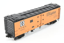 Load image into Gallery viewer, Gauge 1 - 1:32nd Scale Brass Row & Company ATSF - Santa Fe SFRD RR-27/33 Refrigerator Car, Factory Painted "El Capitan", No. 34854