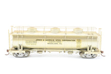 Load image into Gallery viewer, HO Brass Northwest Short Line Various Roads J&L - Jones & Laughlin 20,000 Gallon 3 Dome Tank Car Custom Painted JLSX 1025