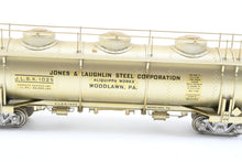 Load image into Gallery viewer, HO Brass Northwest Short Line Various Roads J&L - Jones & Laughlin 20,000 Gallon 3 Dome Tank Car Custom Painted JLSX 1025