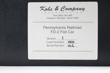 Load image into Gallery viewer, O Brass Kohs and Company PRR - Pennsylvania Railroad FD-2 Flat Car Version 1 W/large Westinghouse Load Factory Painted No. 470245