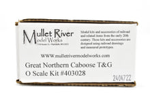 Load image into Gallery viewer, O Scale Wood Mullet River Model Works GN - Great Northern Tongue & Groove Siding Caboose Kit STARTED