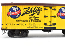 Load image into Gallery viewer, O Scale Wood Unknown Manufacturer Lot of Two 36' Wood Beer Reefers Schlitz and Old Heidelberg Beer Pro Built and Painted NOB