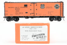 Load image into Gallery viewer, O Brass PSC - Precision Scale Co. PFE - Pacific Fruit Express 40’ Steel Reefer with Wood Roof Walk Circa 1945 CP No. 45681
