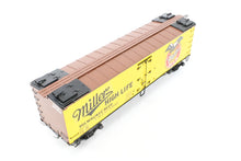 Load image into Gallery viewer, O Brass PSC - Precision Scale Co. PFE - Pacific Fruit Express 40’ R-30-12-9 Wood Refrigerator Car FP URTC 93185 Miller High Life Beer