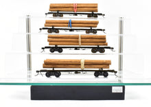Load image into Gallery viewer, HO Brass NWSL - Northwest Short Line Various Roads 50' Skeleton Log Cars 4-Pack with Trucks and loads
