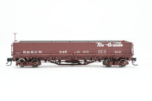 Load image into Gallery viewer, HOn3 Blackstone Models D&RGW - Denver & Rio Grande Western Drop Bottom Gondola Flying Grande Herald No. 845