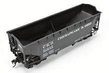 Load image into Gallery viewer, O Scale Brass US Hobbies C&O - Chesapeake & Ohio Offset Side Twin Hopper W/Peaked Ends CP No. 51245