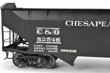 Load image into Gallery viewer, O Scale Brass US Hobbies C&O - Chesapeake & Ohio Offset Side Twin Hopper W/Peaked Ends CP No. 52546