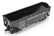 Load image into Gallery viewer, O Scale Brass US Hobbies C&O - Chesapeake & Ohio Offset Side Twin Hopper W/ Peaked Ends CP No. 52506