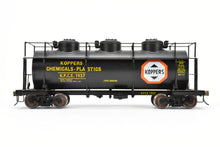 Load image into Gallery viewer, O Brass Max Gray Various Roads 3-Dome Tank Car CP KPCX 1937 Koppers Coal Tar Products NOB