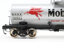 Load image into Gallery viewer, Gauge 1 - 1:32nd Scale Brass PSC - Precision Scale Co. Various Roads 8,000 Gallon Tank Car Factory Painted SVOX - Mobil Gas No. 78901