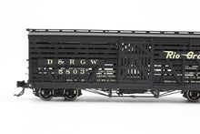 Load image into Gallery viewer, HOn3 Blackstone Models D&RGW - Denver & Rio Grande Western 5500 Series 30' Double Deck Stock Car Flying Grande Herald No. 5803