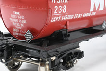 Load image into Gallery viewer, Gauge 1 - 1:32nd Scale Brass PSC - Precision Scale Co. Various Roads 8,000 Gallon Tank Car Factory Painted WSRX - Mobil Gas No. 238
