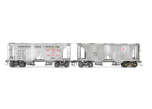 Load image into Gallery viewer, HO Brass Pecos River Brass Various Roads Lot of 2 ACF 34' Covered Hoppers Custom Painted and Weathered in REBOXX