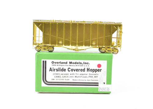 HO Brass OMI - Overland Models, Inc. Various Roads Airslide Covered Hopper (1965 Version) w/tri-angular gussets used by CB&Q,GACX,Intl Foods,PRR,WP