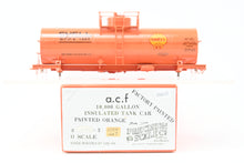 Load image into Gallery viewer, O Brass PSC - Precision Scale Co. Various Roads ACF 10,000 Gallon Insulated Tank Car Factory Painted Orange Shell SCCX 1227