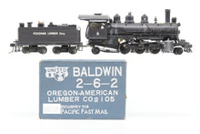Load image into Gallery viewer, HO Brass PFM - United Oregon American Lumber Co. Baldwin 2-6-2 #105 CP & Weathered Pickering Lumber Corp. #8